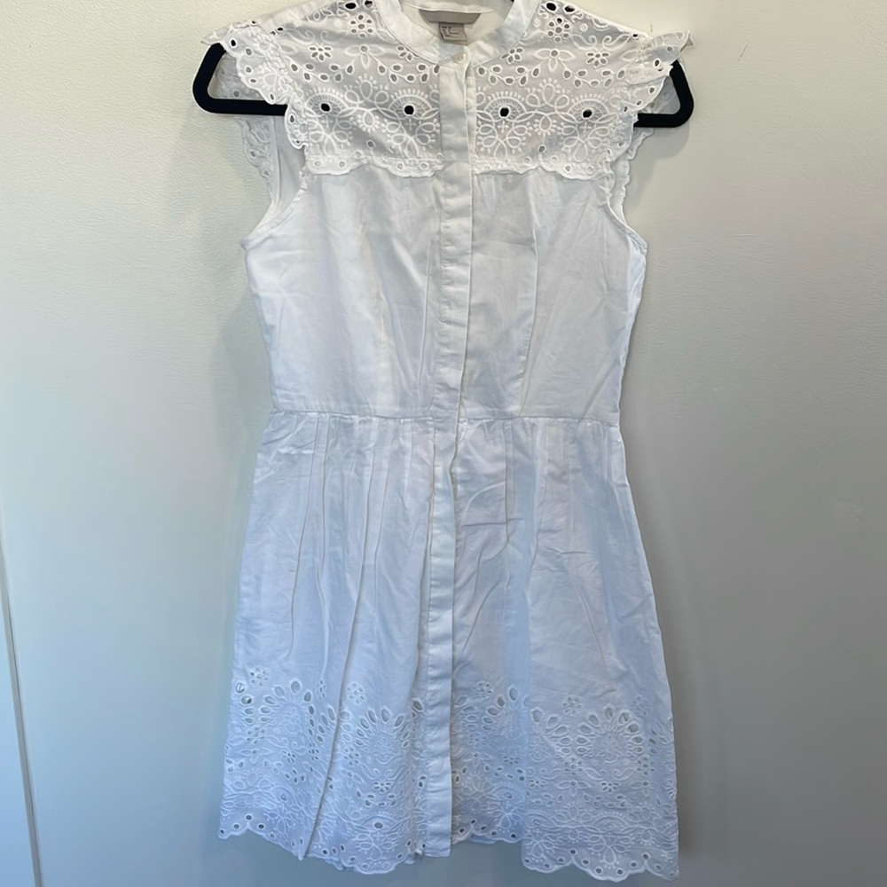 NWOT H&M white eyelet cottage core mini coquette 90’s girl core festival dress 2